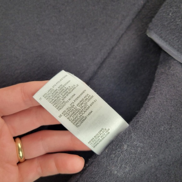 Reiss Bridget Wool Blend Blindseam Coat Black Waist Tie Size 12 Classic Designer - Picture 9 of 12